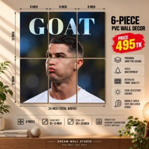 Ronaldo GOAT 6 Piece PVC Wall Decor – 3mm PVC board, 8x12 inch each – Dream Wall Studio