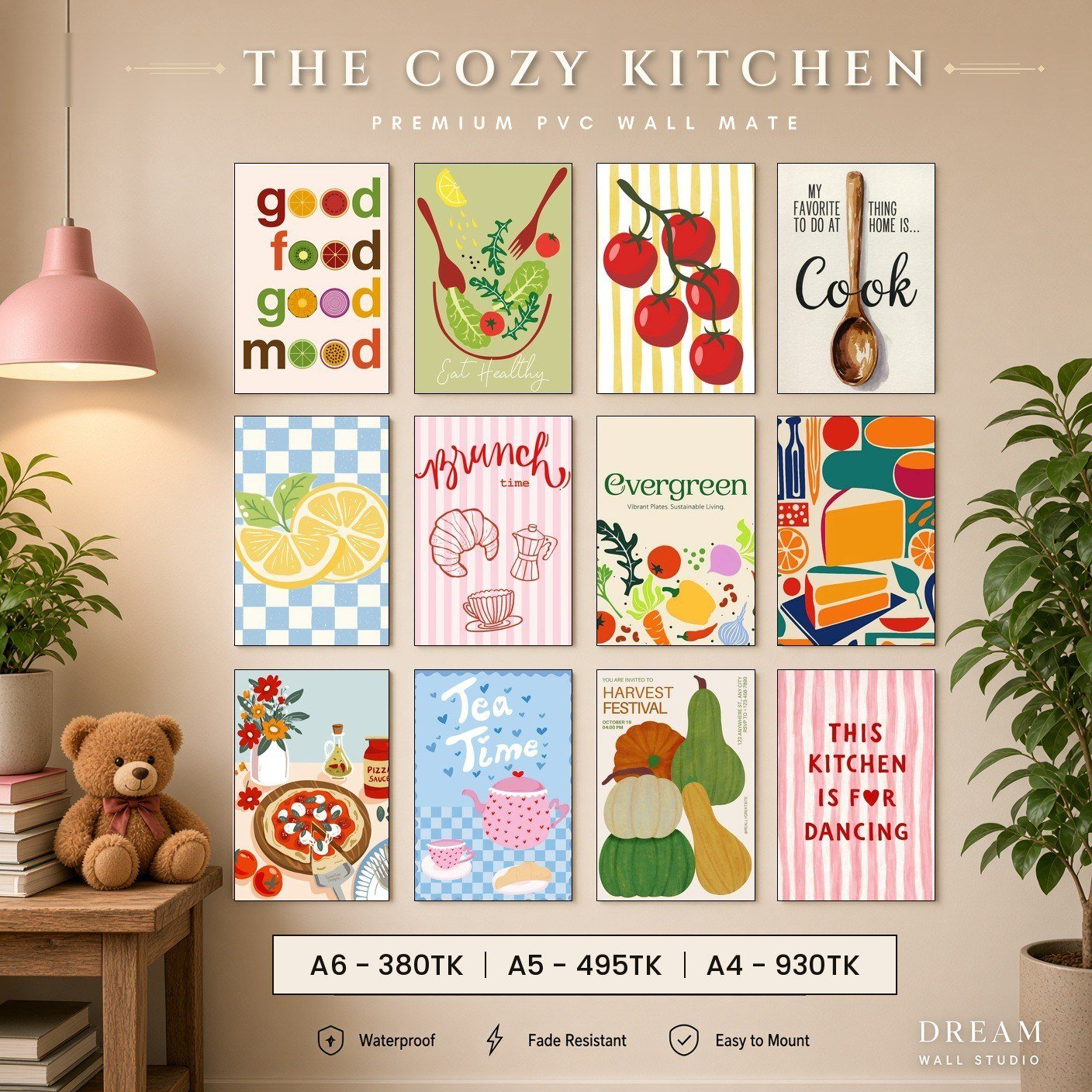 The Cozy Kitchen PVC Wallmate 12pcs set – 3mm PVC wall board – Dream Wall Studio