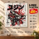 Yujin Streetwear Art 6 Piece PVC Wall Decor – 3mm PVC board, 8x12 inch each – Dream Wall Studio