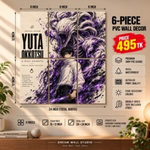 Yuta Okkotsu & Rika 6 Piece PVC Wall Decor – 3mm PVC board, 8x12 inch each – Dream Wall Studio